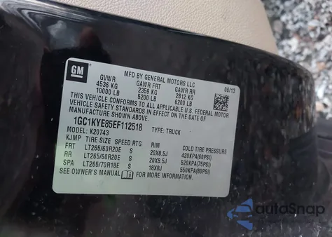 2014 Chevrolet Silverado 2500Hd Ltz из США, поврежденный, VIN 1GC1KYE85EF112518